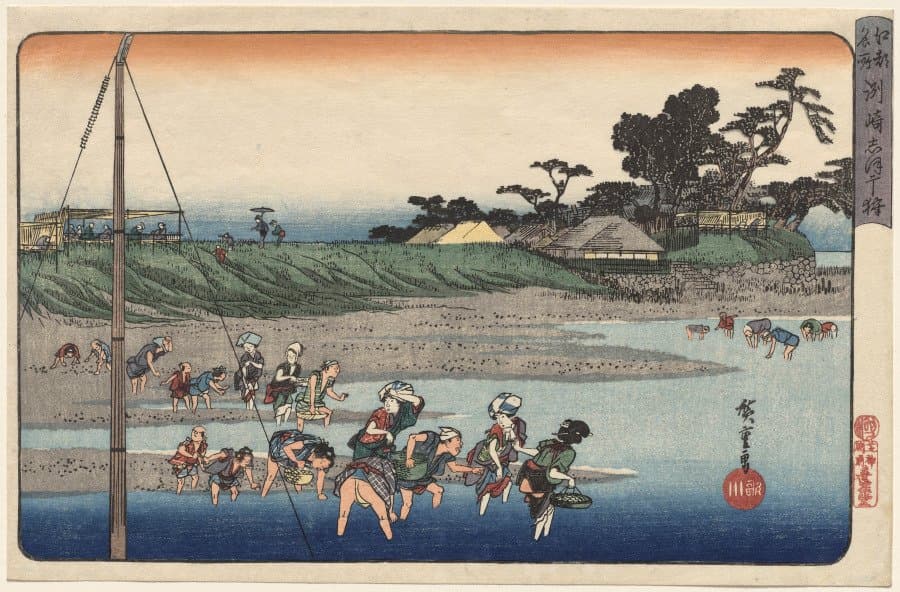 Gathering Shellfish at Low Tide at Susaki, from Famous Places in Edo (mid-1830s)