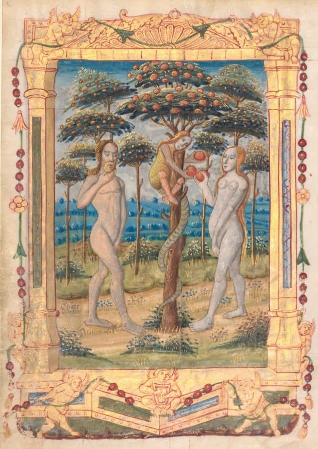 Leaf from a Book of Hours: Adam and Eve and the Fall of Man (Prefatory Miniature to the Office of the Virgin) (recto) (c. 1510)