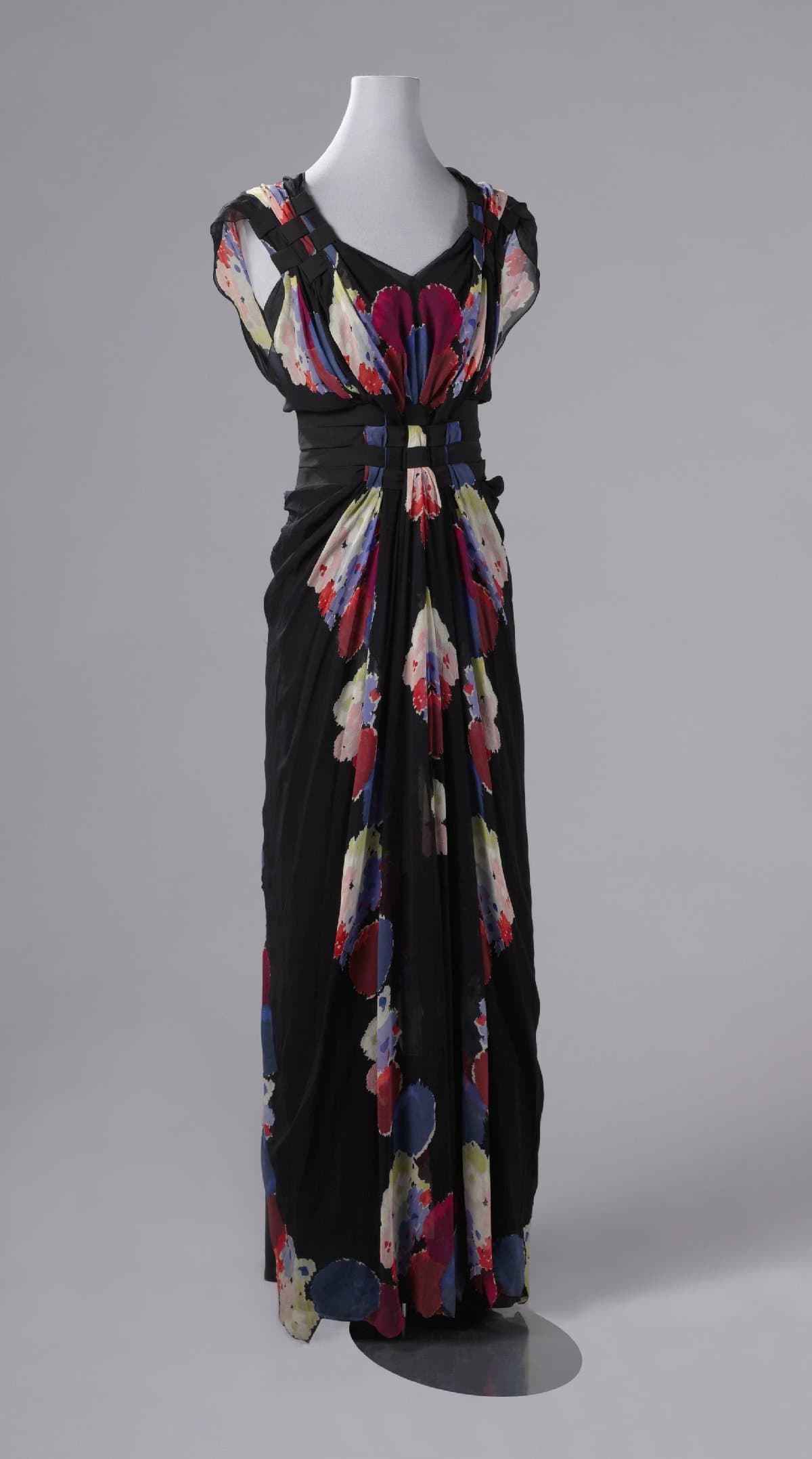 Evening Dress with a Mirrored Floral Pattern
