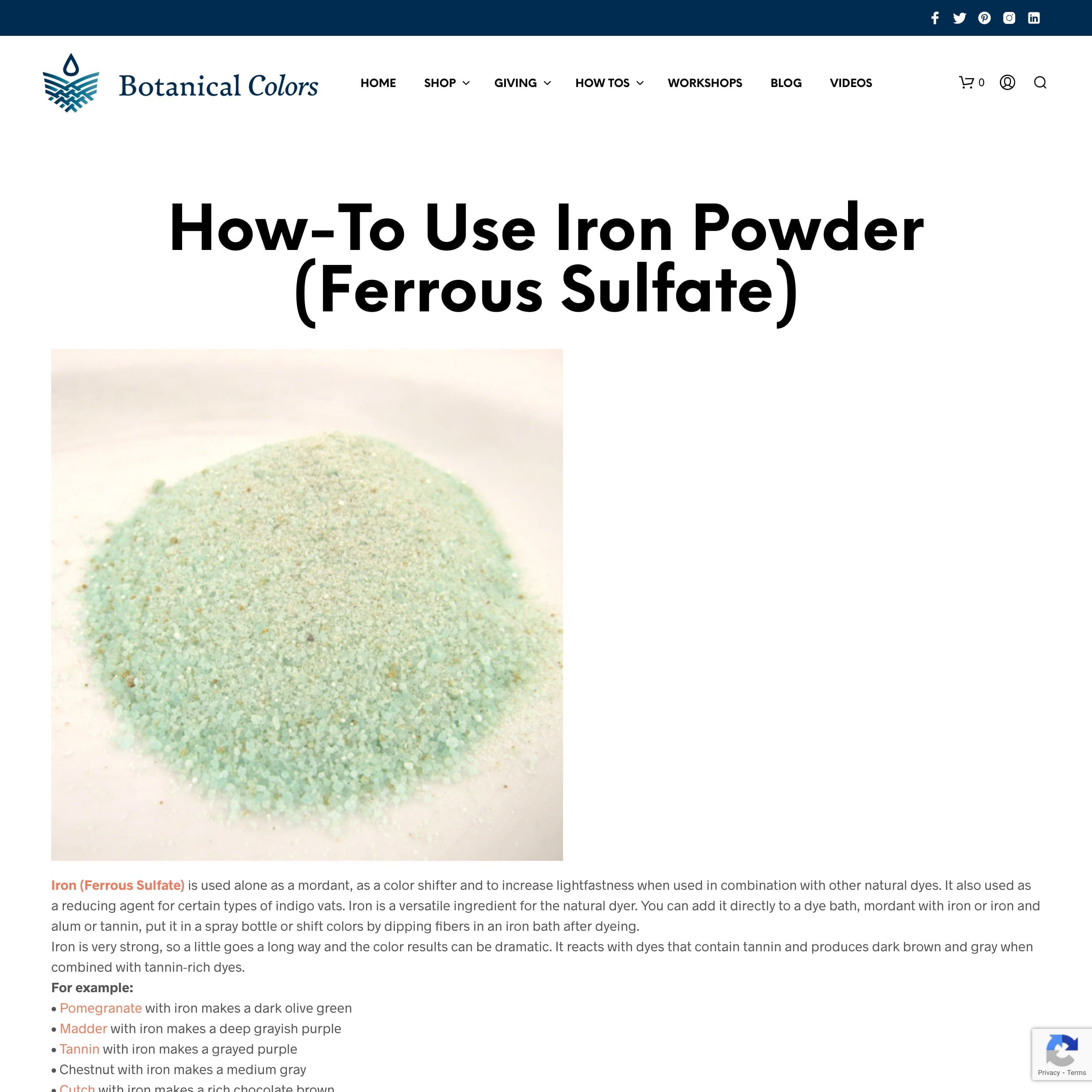 How-To Use Iron Powder (Ferrous Sulfate) - Botanical Colors