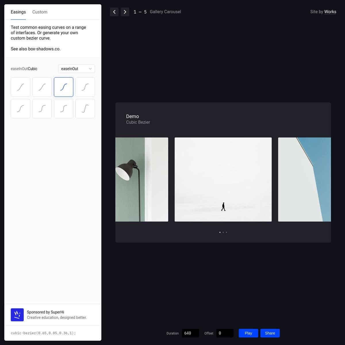 Easings - Generate Cubic Bezier Easing Curves