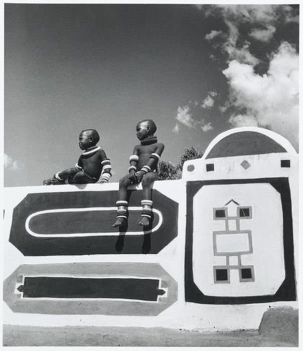 Ndebele Boys Sitting on Wall