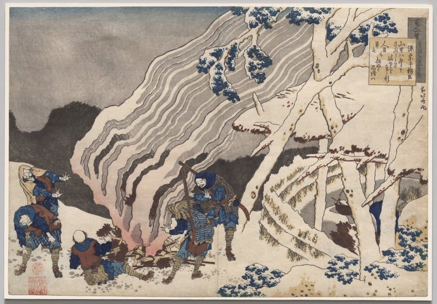 Poem by Minamoto no Muneyuki from the series One Hundred Poems by One Hundred Poets Explained by the Nurse (1835–36)