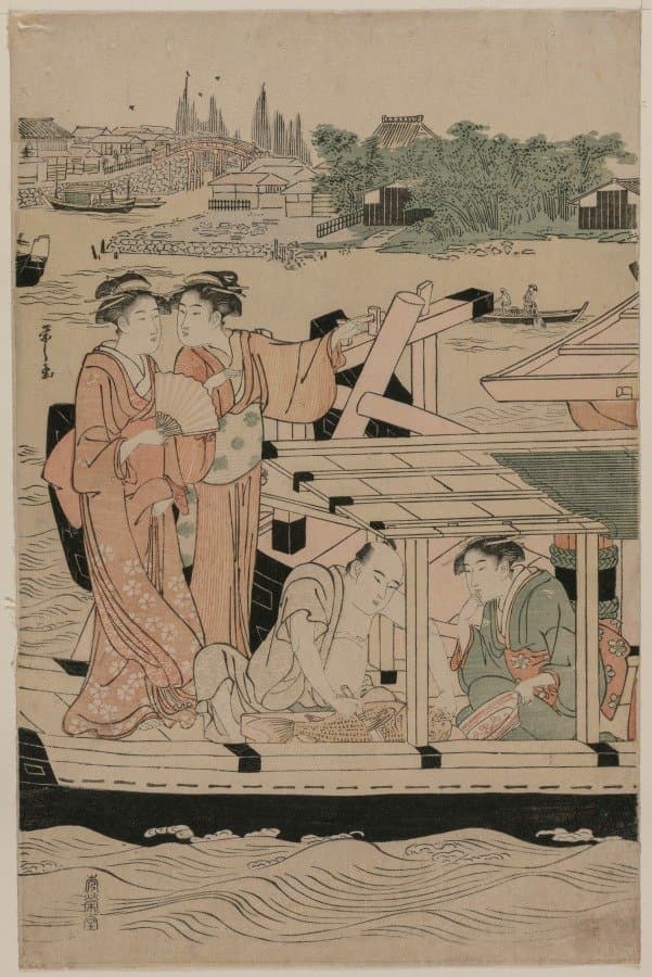 Leftmost Print from Pleasure Boats on the Sumida River beneath Shin-Ōhashi Bridge (c. 1792)