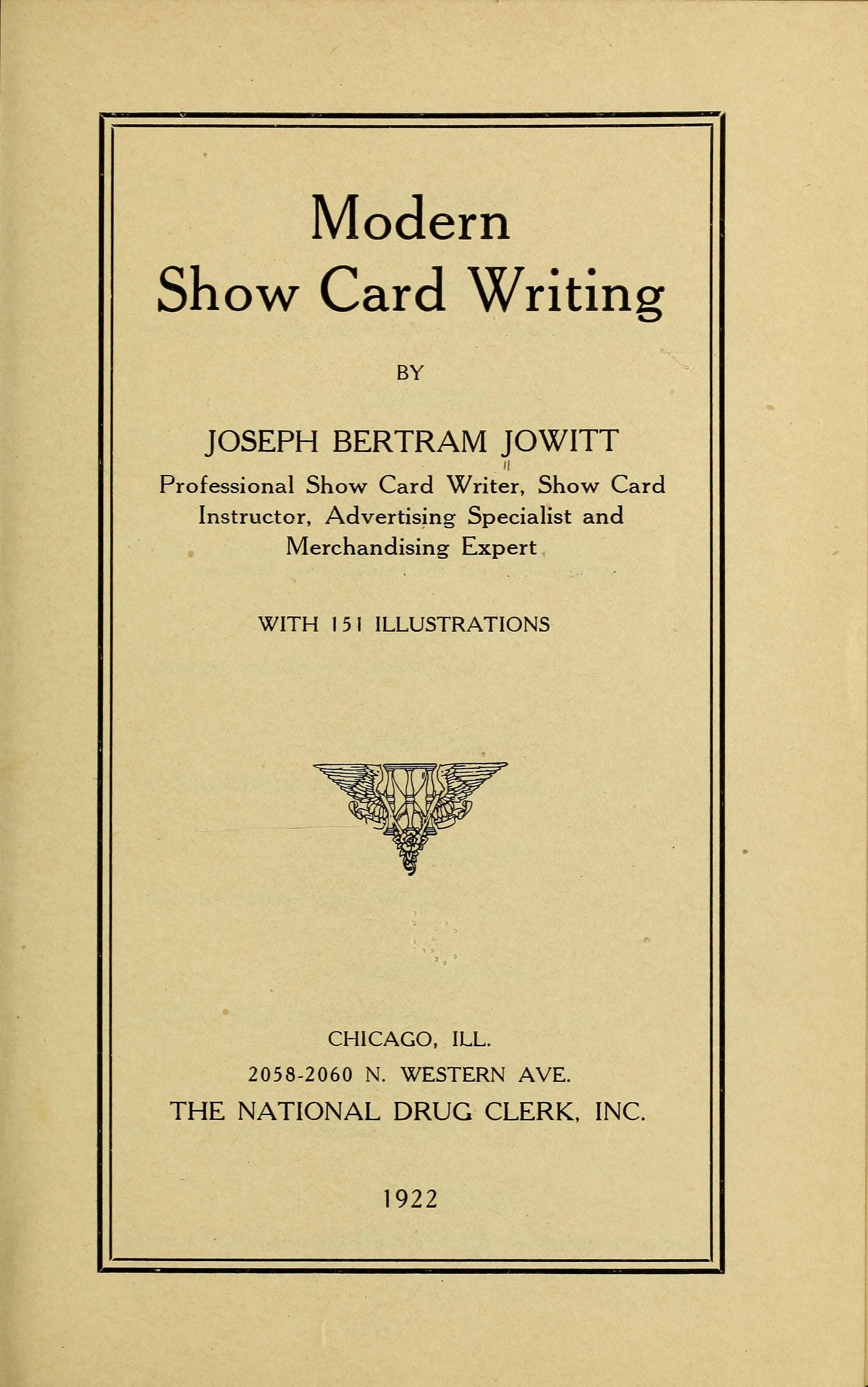 Modern show card writing, by Joseph Bertram Jowitt (1922)