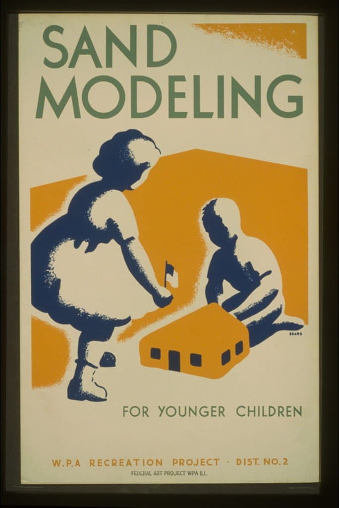 Sand modeling for younger children--WPA recreation project, Dist. No. 2 (1939-01-01)