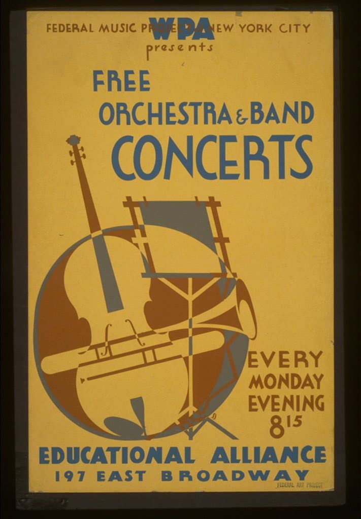 WPA Federal Music Project of New York City presents free orchestra & band concerts Educational Alliance, 197 East Broadway. (1936-01-01)