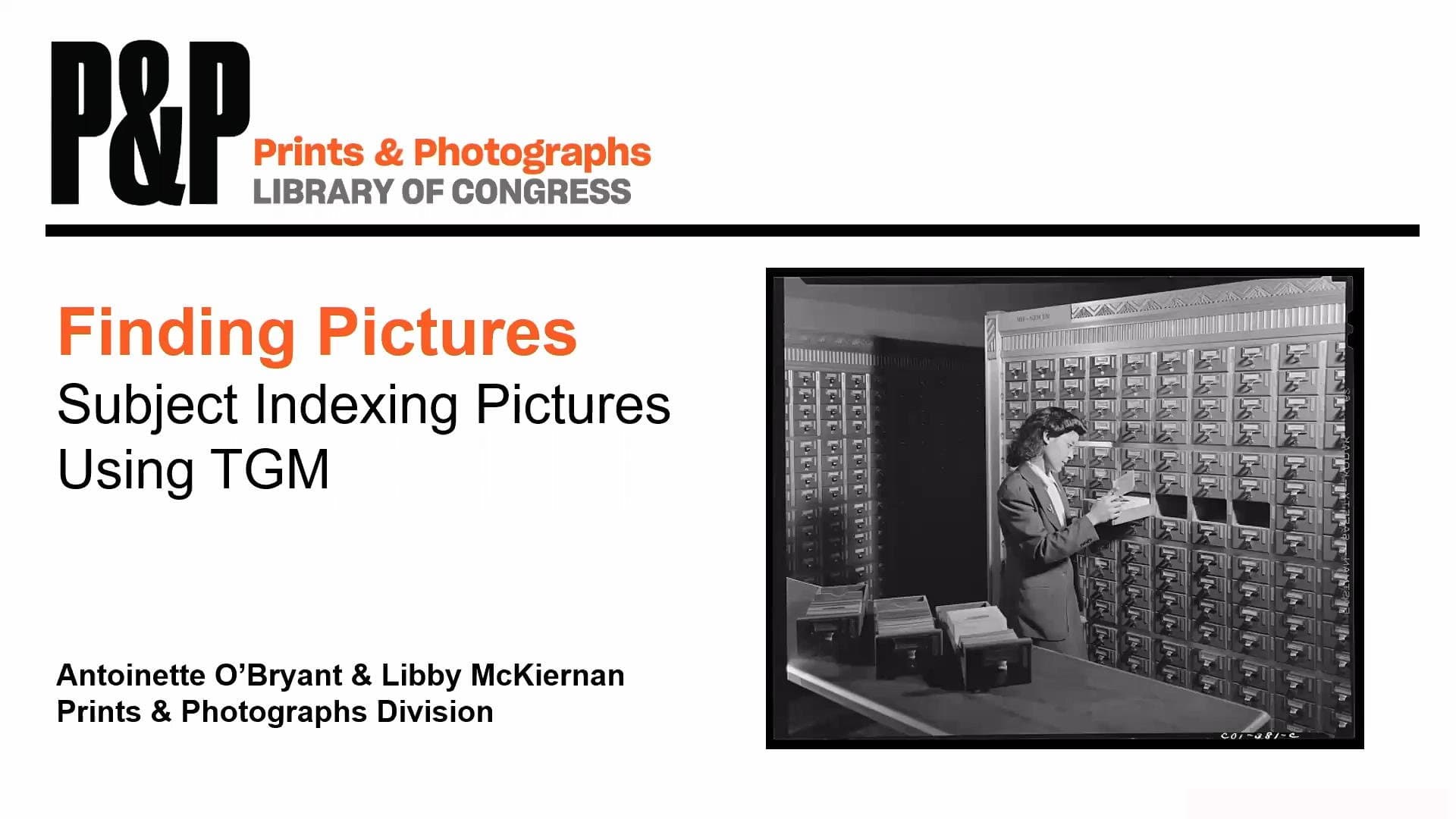 Subject Indexing for Pictures: The Thesaurus for Graphic Materials (2024-01-17)
