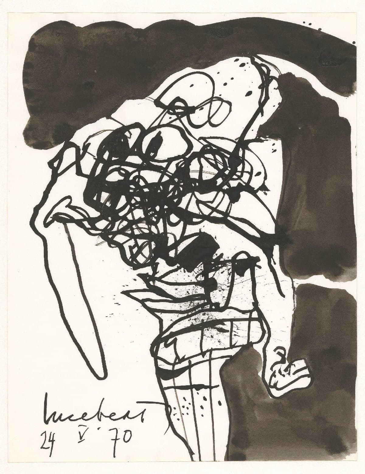 Figuur tegen zwarte achtergrond