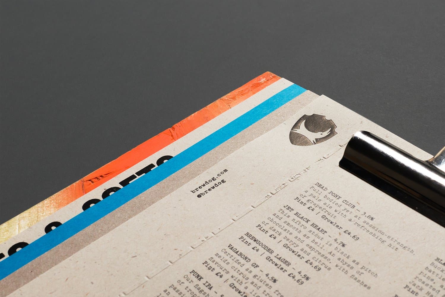 Menu Design for Brewdog by O Street — BP&O